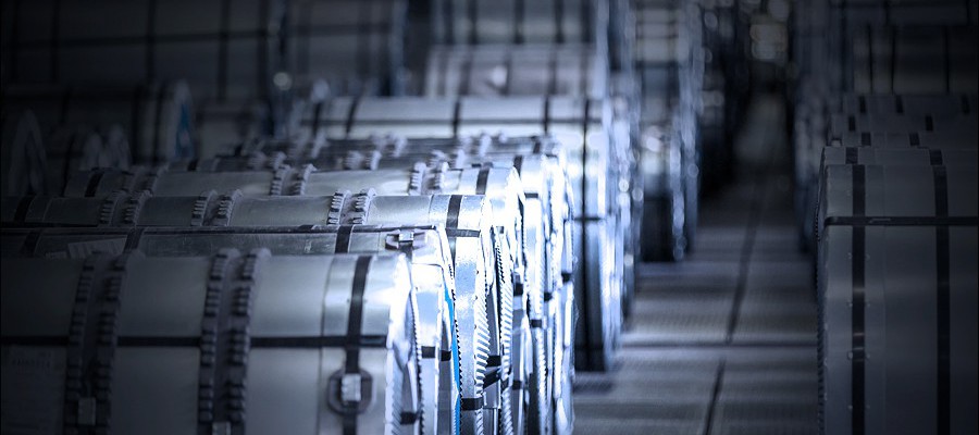 Cherepovets, Russia - July 19, 2013: Finished products in the form of steel coil. Cold Rolling shop at Cherepovets Iron and Steel Works (CherMK)